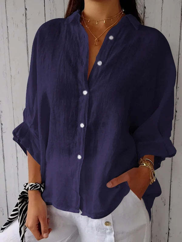 Women's  Cotton & Linen  Casual Tie-back  Shirt