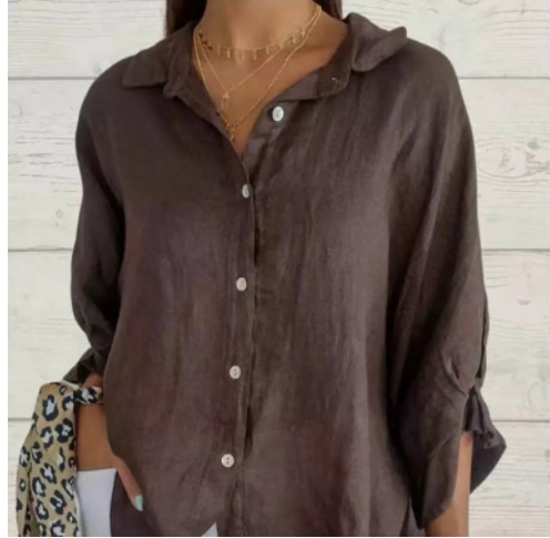 Women's  Cotton & Linen  Casual Tie-back  Shirt