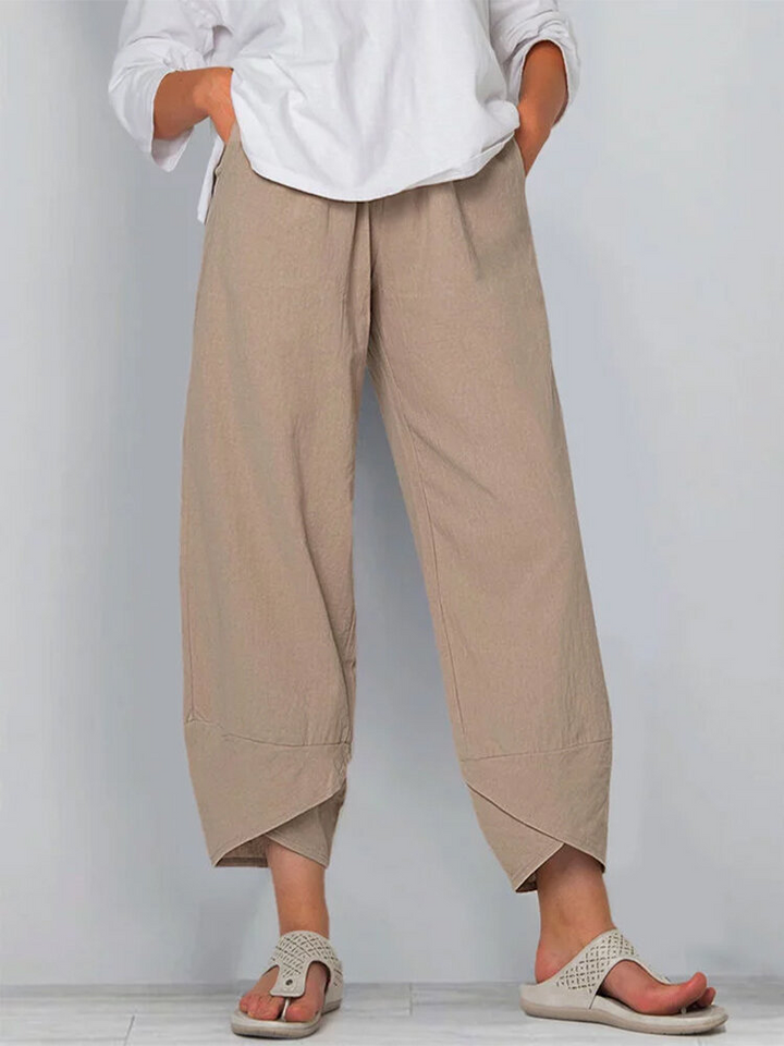 Women's Solid Color Loose Elegant Casual Simple Cotton And Linen Ninth Pants