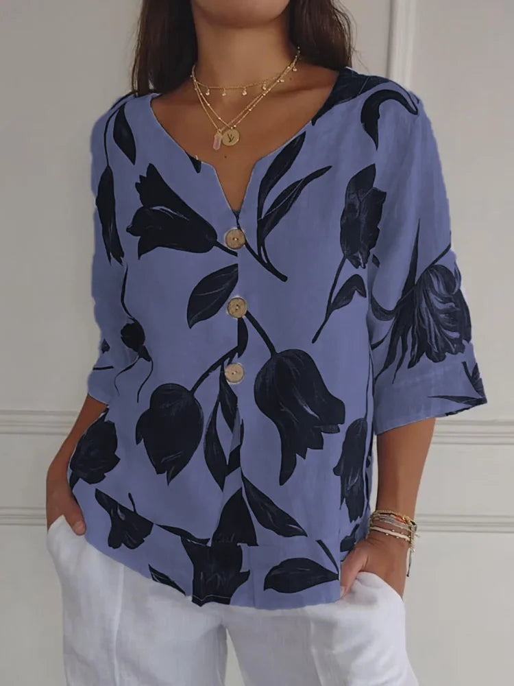 Maxine™ Floral Button Blouse