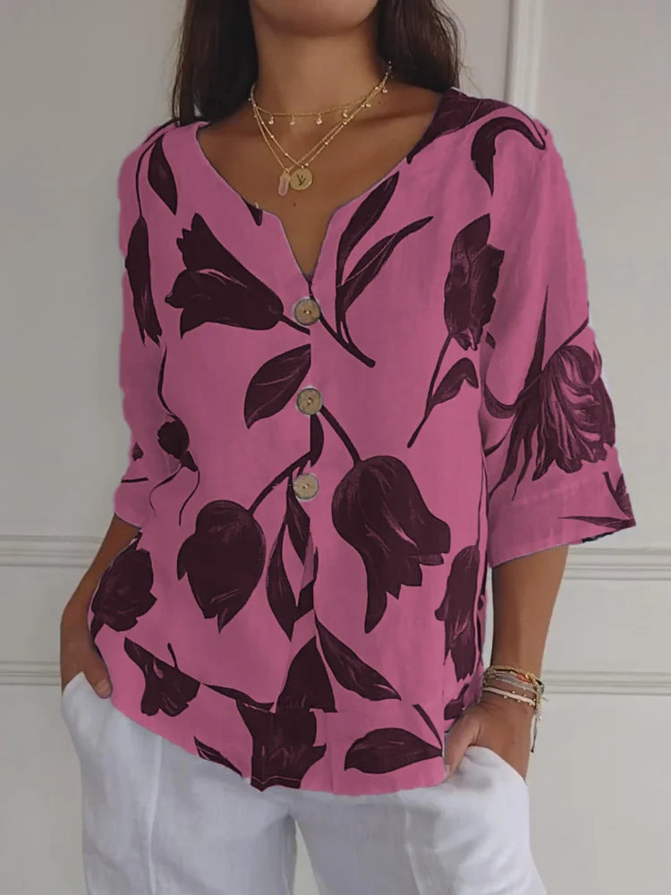 Maxine™ Floral Button Blouse