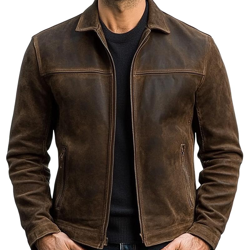 Men's Zipper Leather Jacket 98679789U